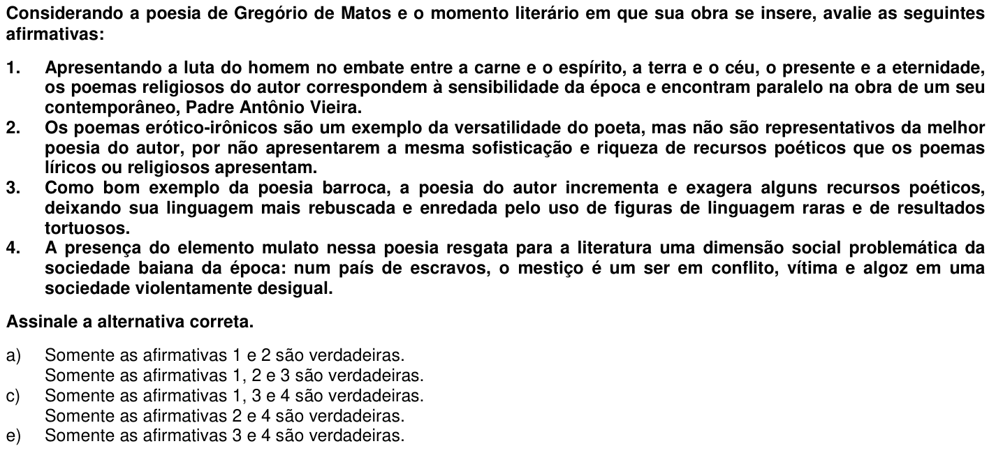 Questão 44 no caderno 1ª fase da UFPR 2012