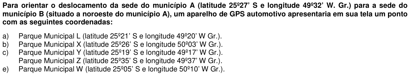 Questão 48 no caderno 1ª fase da UFPR 2012