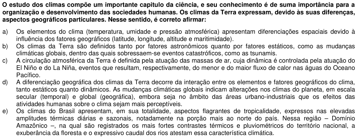 Questão 53 no caderno 1ª fase da UFPR 2012