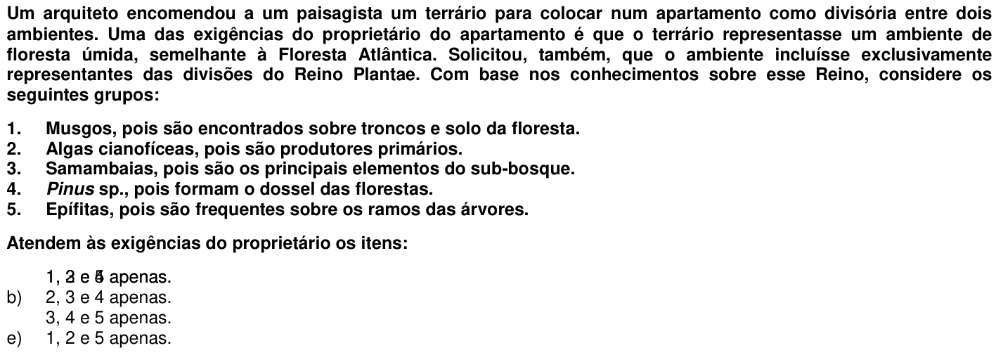 Questão 61 no caderno 1ª fase da UFPR 2012