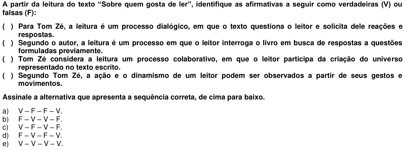 Questão 4 no caderno 1ª fase da UFPR 2013