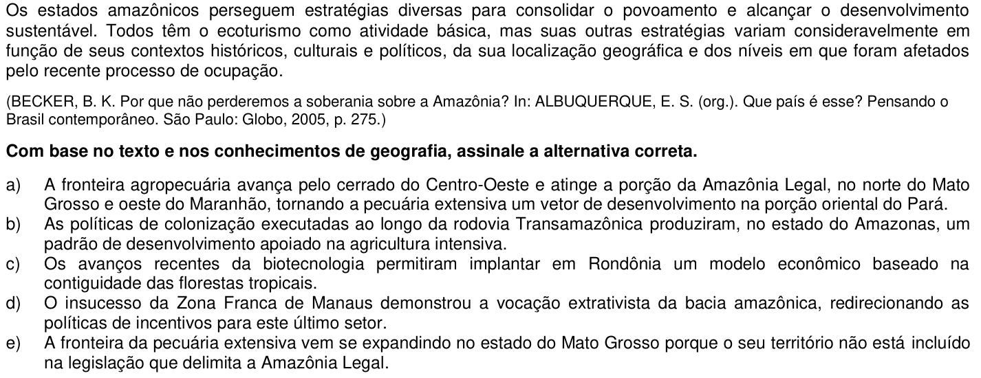 Questão 33 no caderno 1ª fase da UFPR 2013