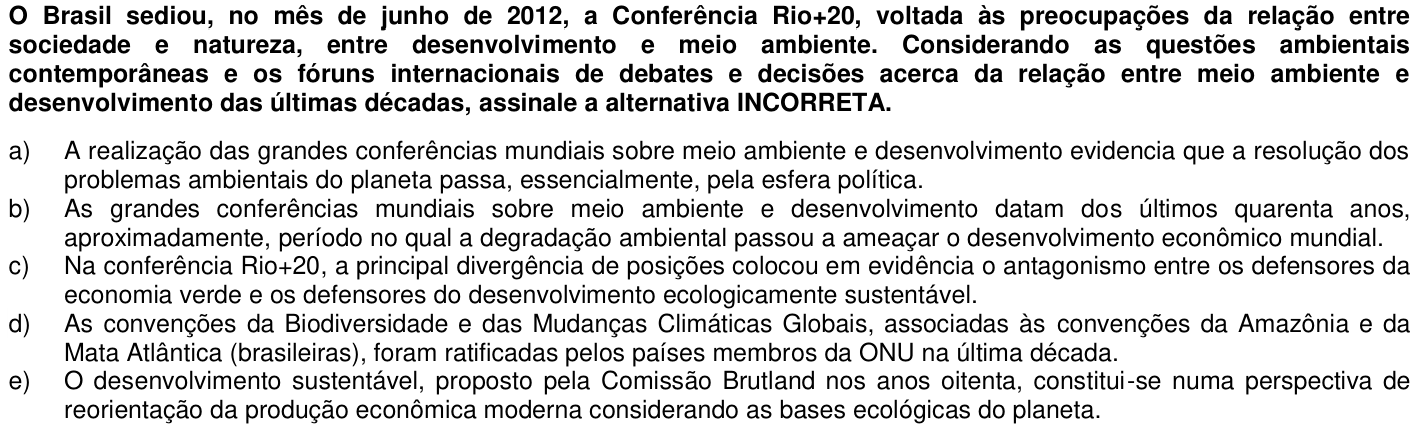Questão 35 no caderno 1ª fase da UFPR 2013
