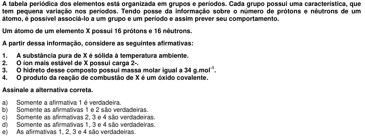 Questão 66 no caderno 1ª fase da UFPR 2013