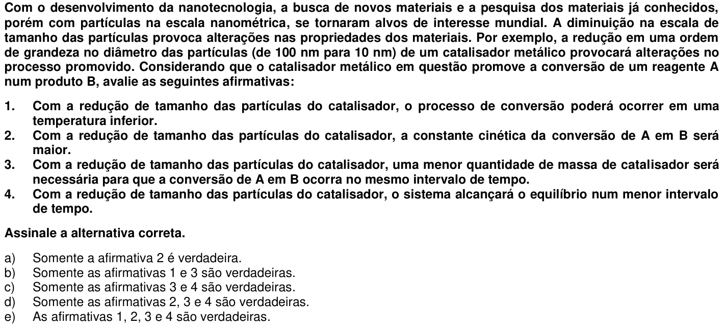 Questão 68 no caderno 1ª fase da UFPR 2013