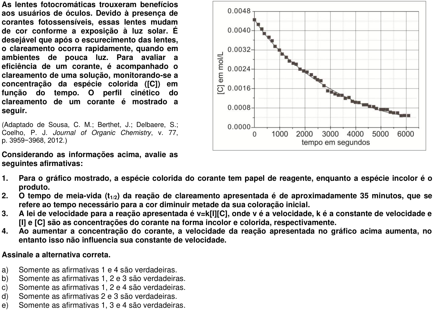 Questão 71 no caderno 1ª fase da UFPR 2013