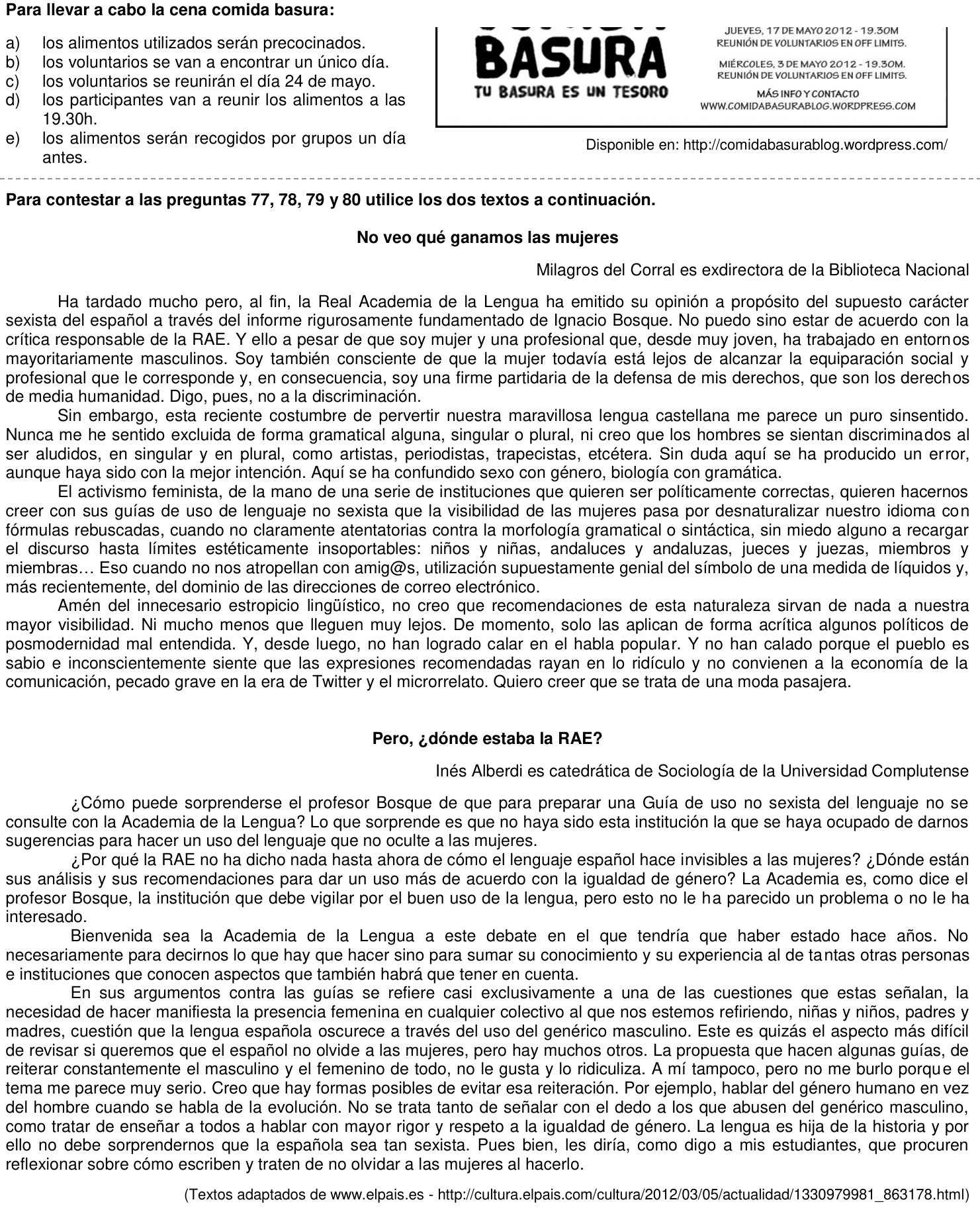 Questão 76 no caderno 1ª fase da UFPR 2013