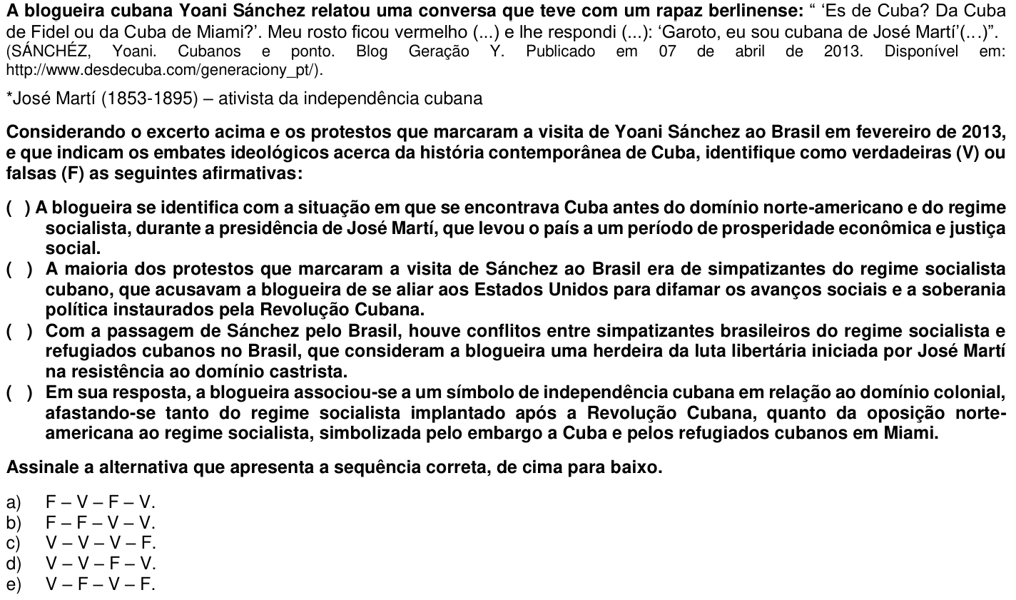 Questão 7 no caderno 1ª fase da UFPR 2014