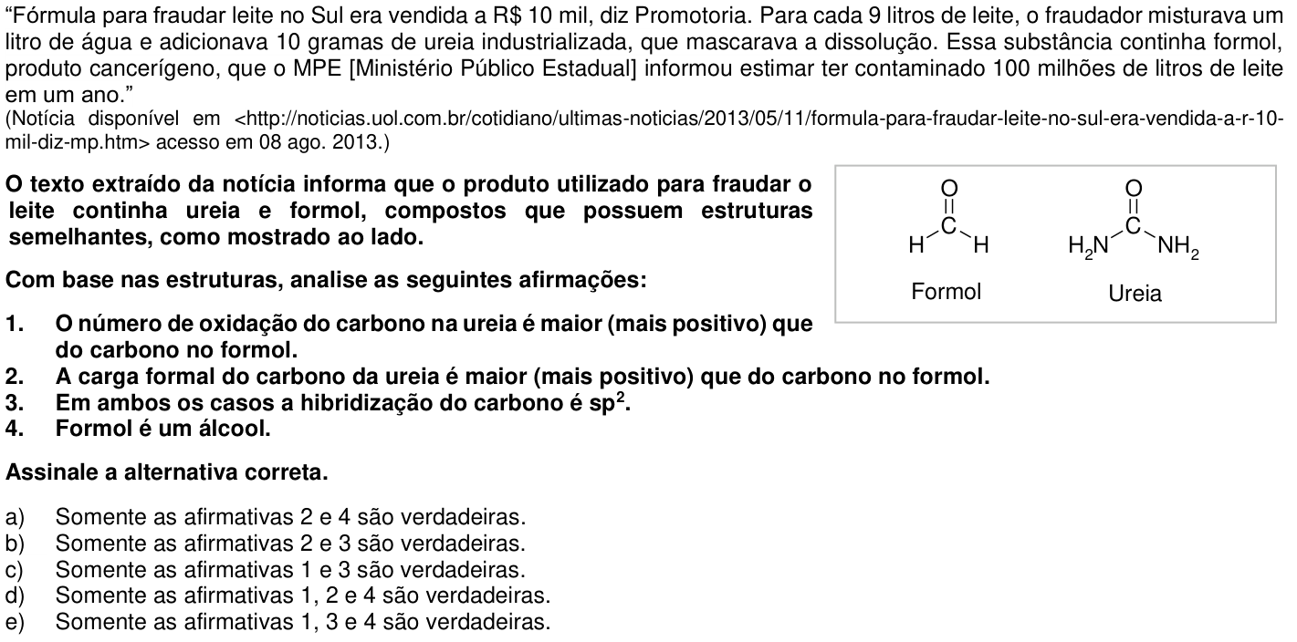 Questão 13 no caderno 1ª fase da UFPR 2014