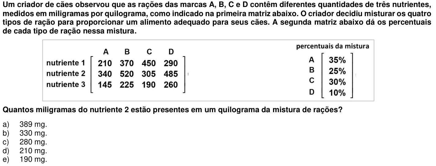 Questão 33 no caderno 1ª fase da UFPR 2014