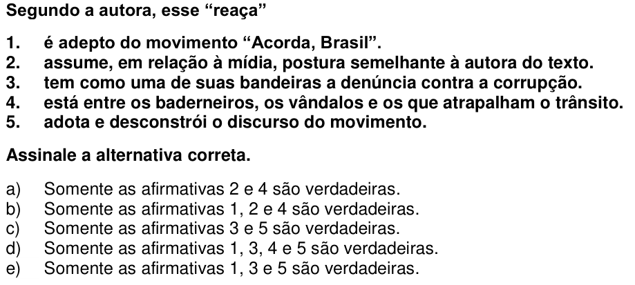 Questão 38 no caderno 1ª fase da UFPR 2014