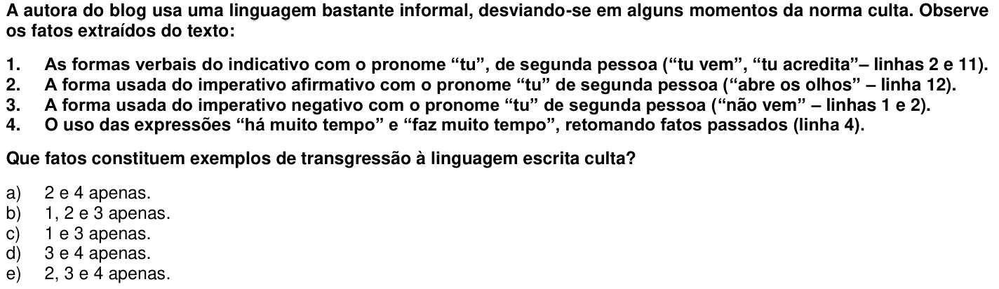 Questão 39 no caderno 1ª fase da UFPR 2014