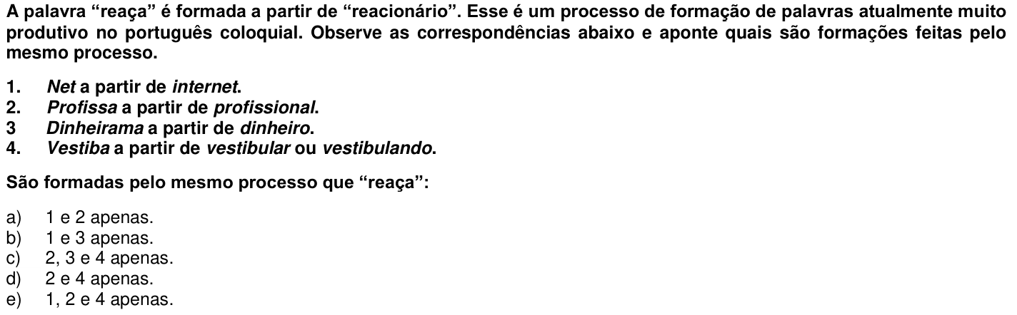 Questão 40 no caderno 1ª fase da UFPR 2014