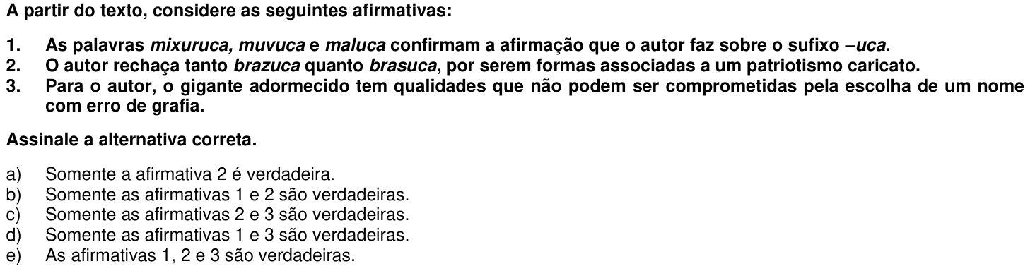 Questão 42 no caderno 1ª fase da UFPR 2014