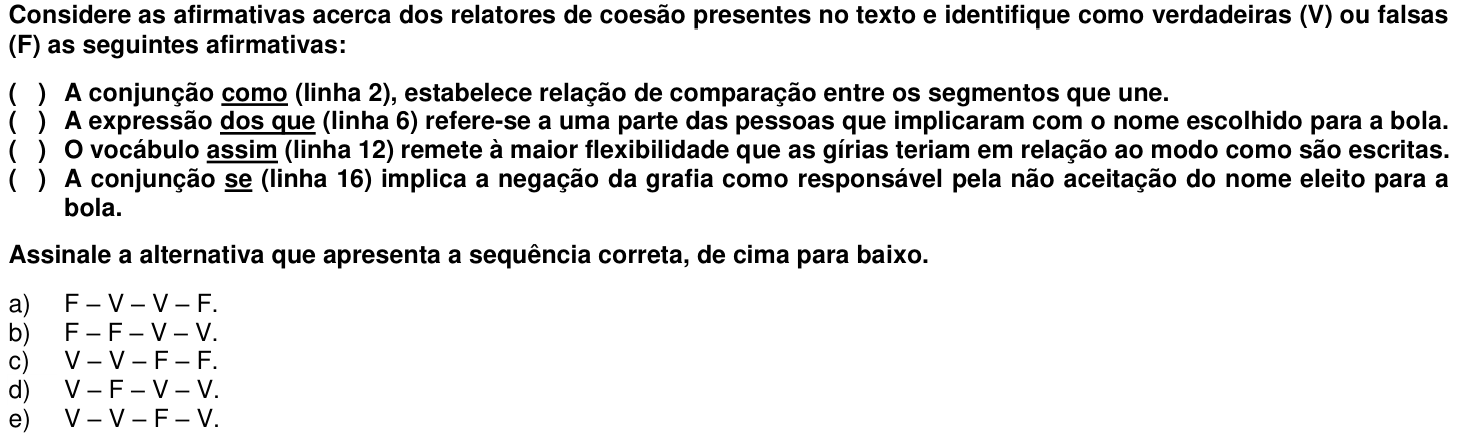 Questão 44 no caderno 1ª fase da UFPR 2014