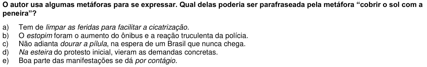 Questão 45 no caderno 1ª fase da UFPR 2014