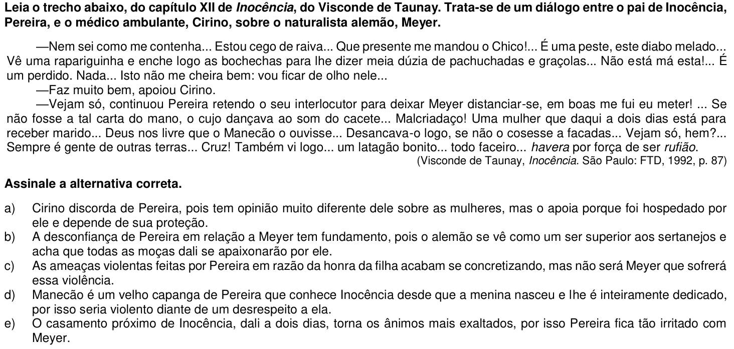 Questão 51 no caderno 1ª fase da UFPR 2014