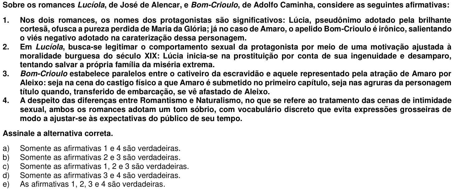 Questão 52 no caderno 1ª fase da UFPR 2014