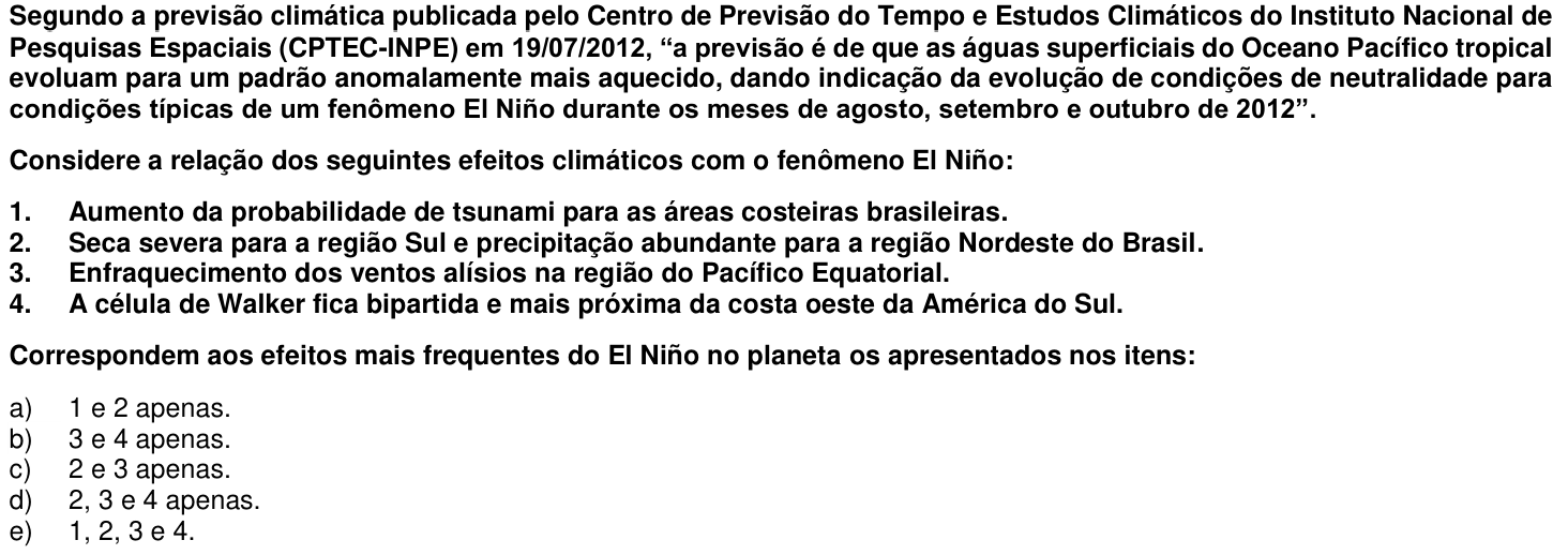 Questão 72 no caderno 1ª fase da UFPR 2014