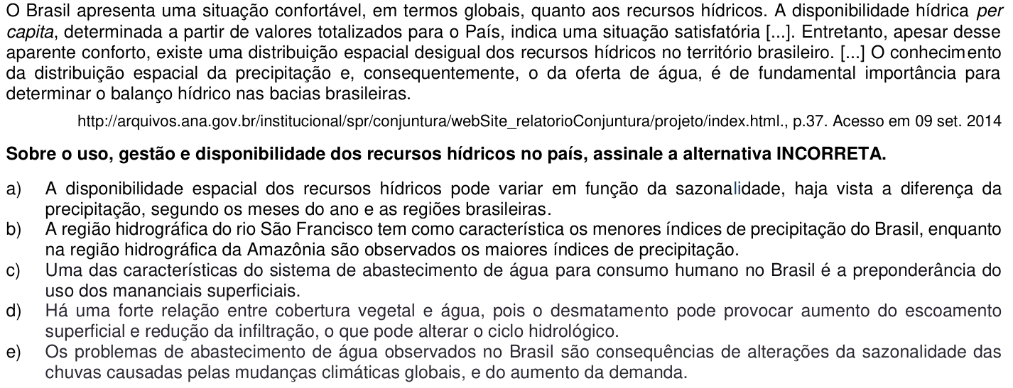 Questão 2 no caderno 1ª fase da UFPR 2015