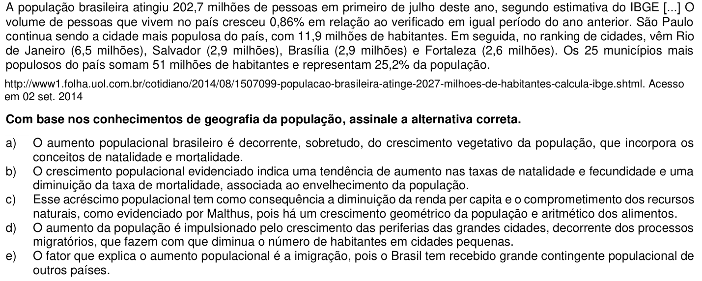Questão 4 no caderno 1ª fase da UFPR 2015