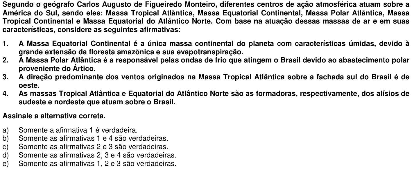 Questão 5 no caderno 1ª fase da UFPR 2015