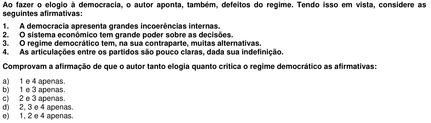Questão 19 no caderno 1ª fase da UFPR 2015