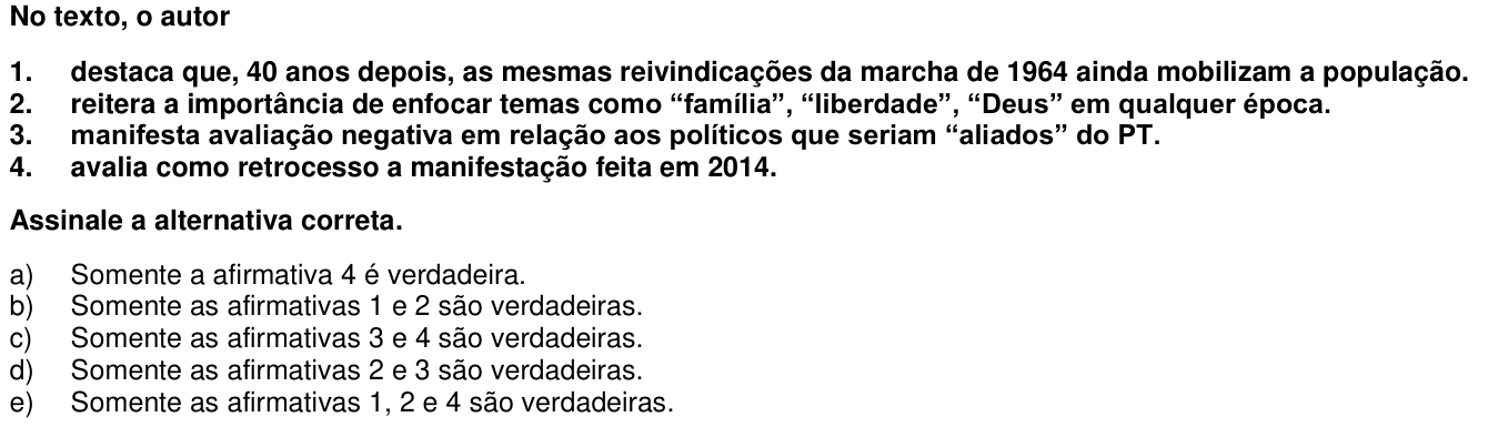 Questão 23 no caderno 1ª fase da UFPR 2015