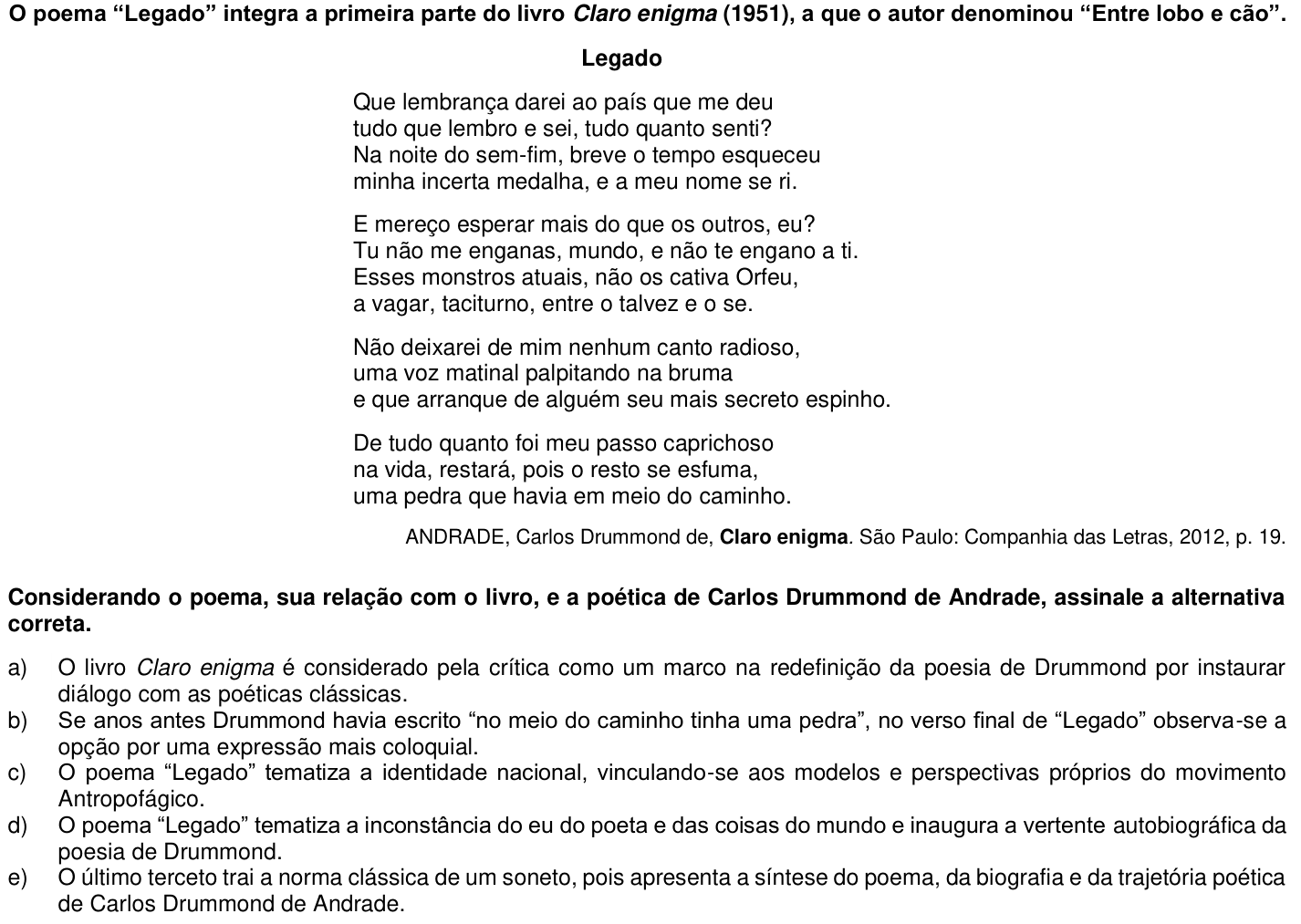Questão 34 no caderno 1ª fase da UFPR 2015