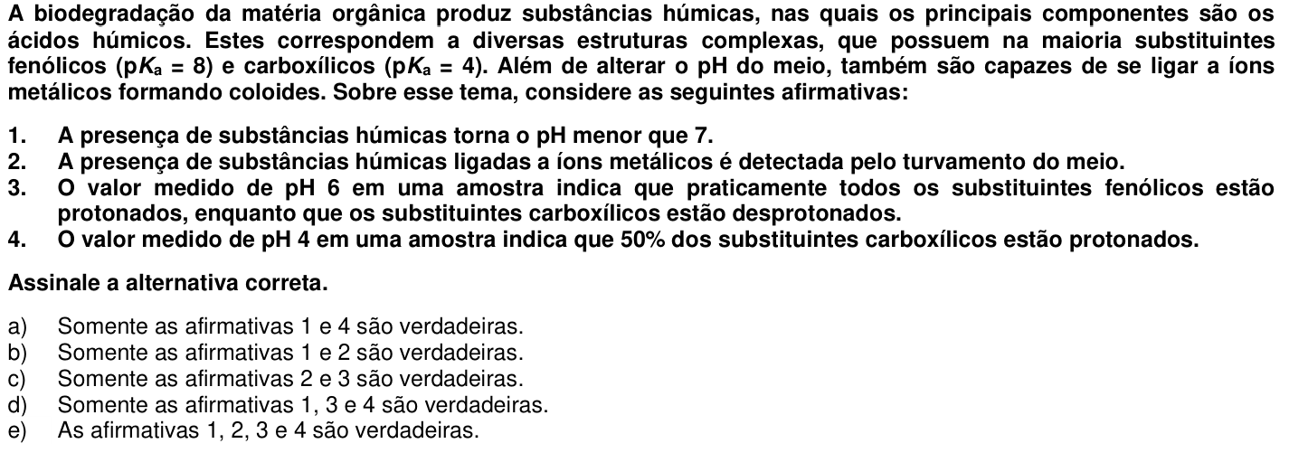Questão 39 no caderno 1ª fase da UFPR 2015
