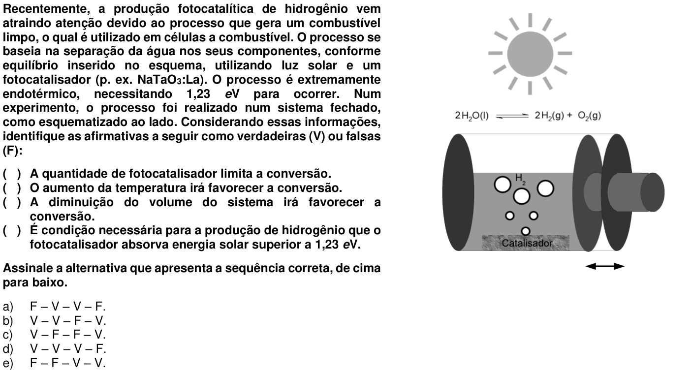 Questão 40 no caderno 1ª fase da UFPR 2015