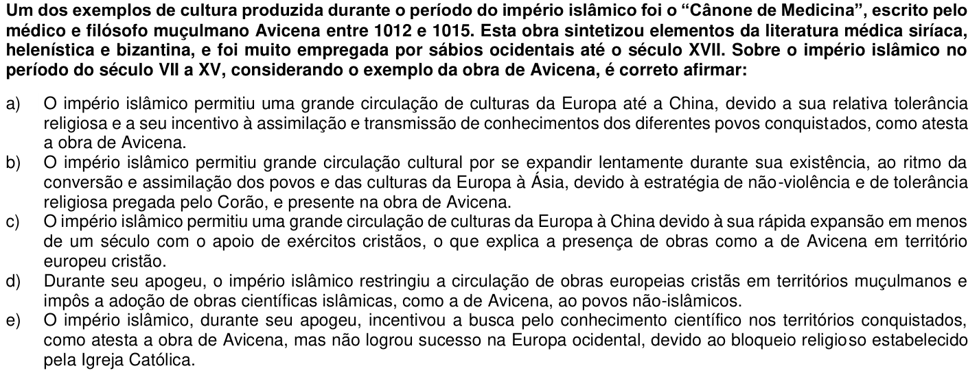 Questão 46 no caderno 1ª fase da UFPR 2015