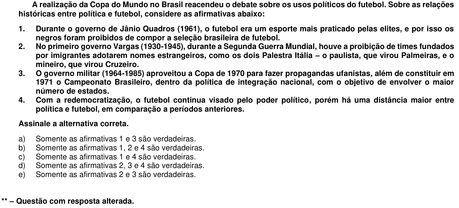 Questão 50 no caderno 1ª fase da UFPR 2015