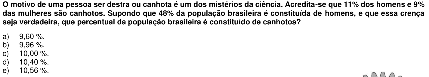 Questão 55 no caderno 1ª fase da UFPR 2015