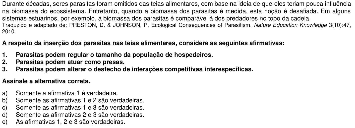 Questão 72 no caderno 1ª fase da UFPR 2015