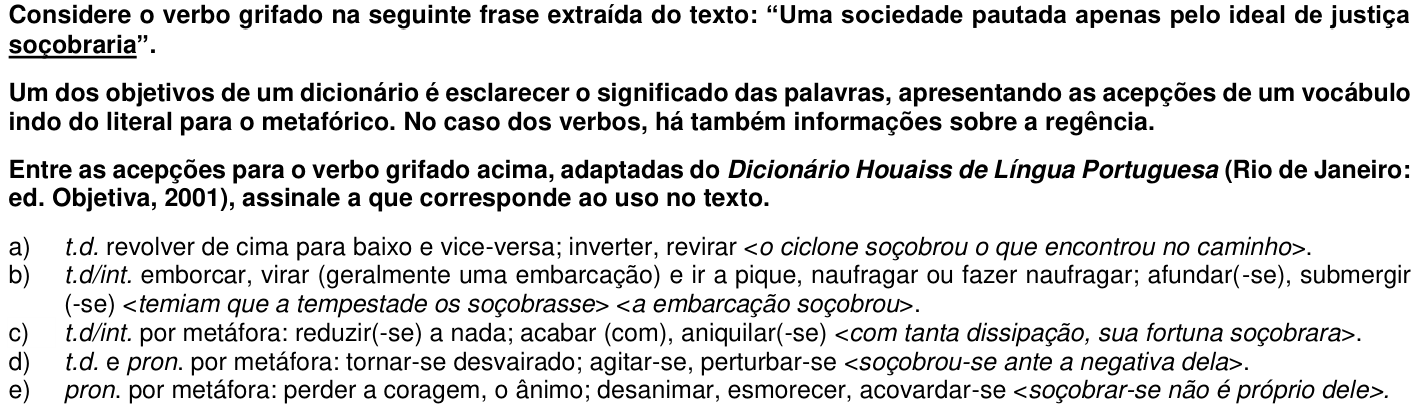 Questão 5 no caderno 1ª fase da UFPR 2016