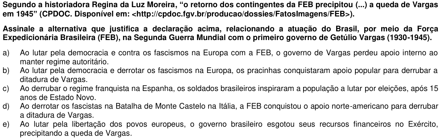 Questão 25 no caderno 1ª fase da UFPR 2016