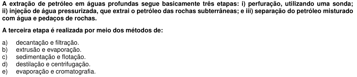 Questão 47 no caderno 1ª fase da UFPR 2016