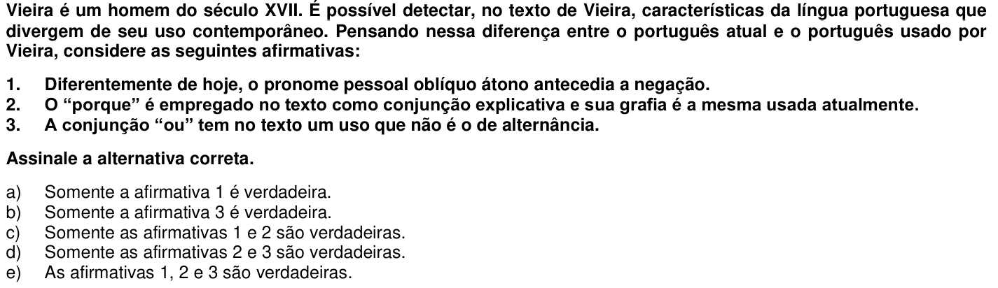 Questão 7 no caderno 1ª fase da UFPR 2017