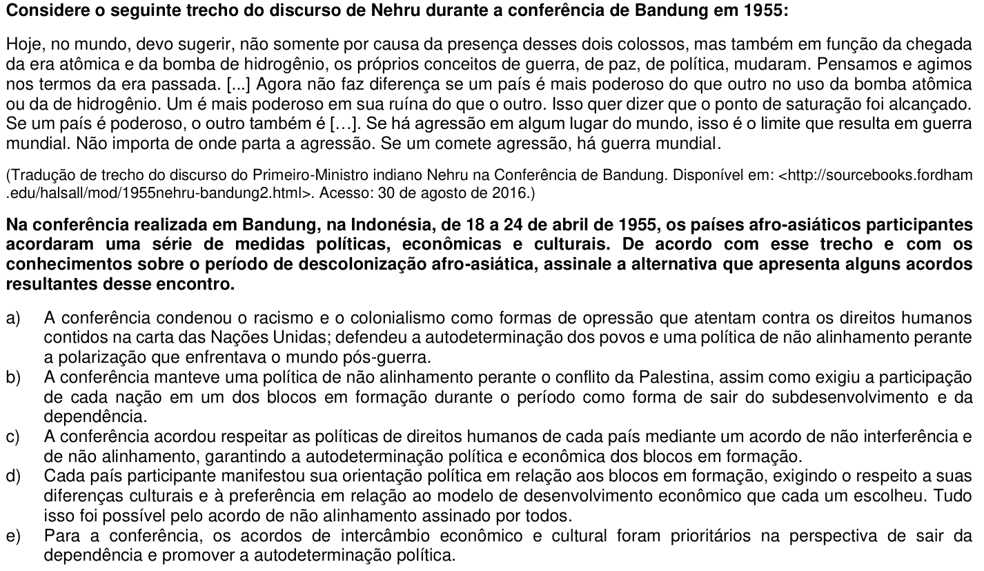 Questão 20 no caderno 1ª fase da UFPR 2017