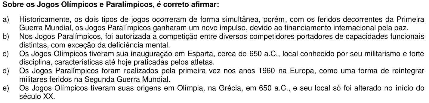 Questão 25 no caderno 1ª fase da UFPR 2017