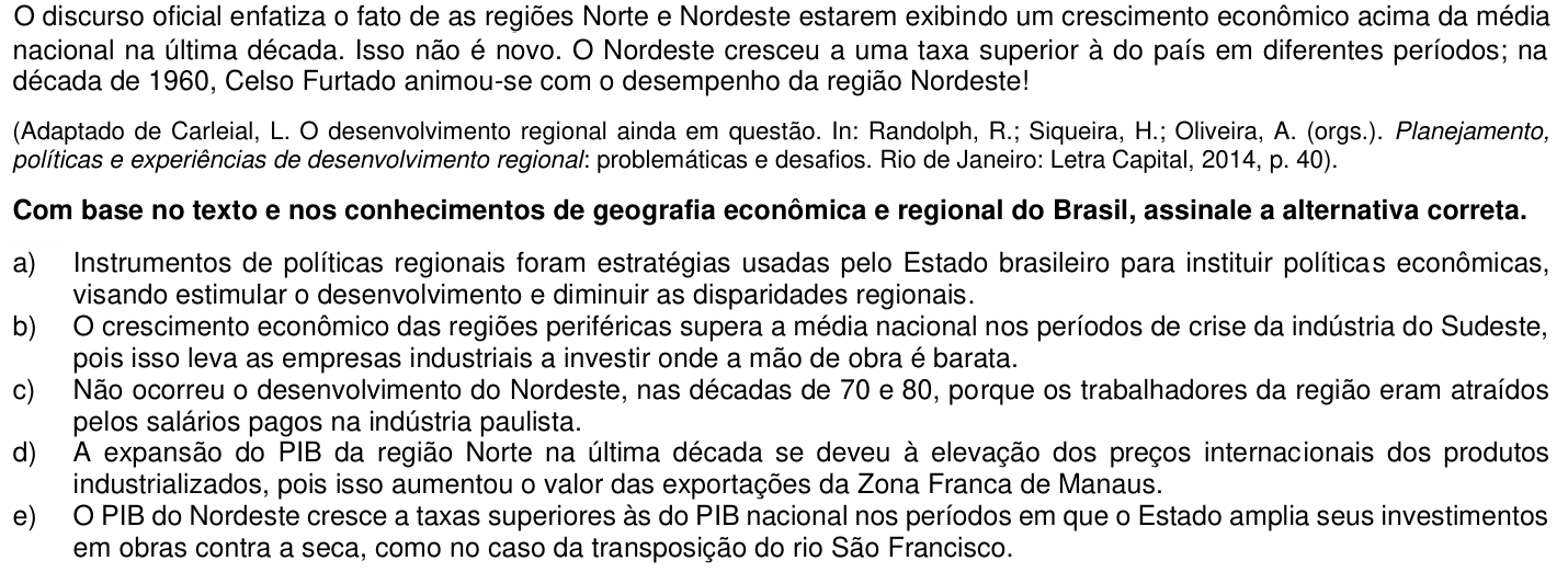 Questão 33 no caderno 1ª fase da UFPR 2017
