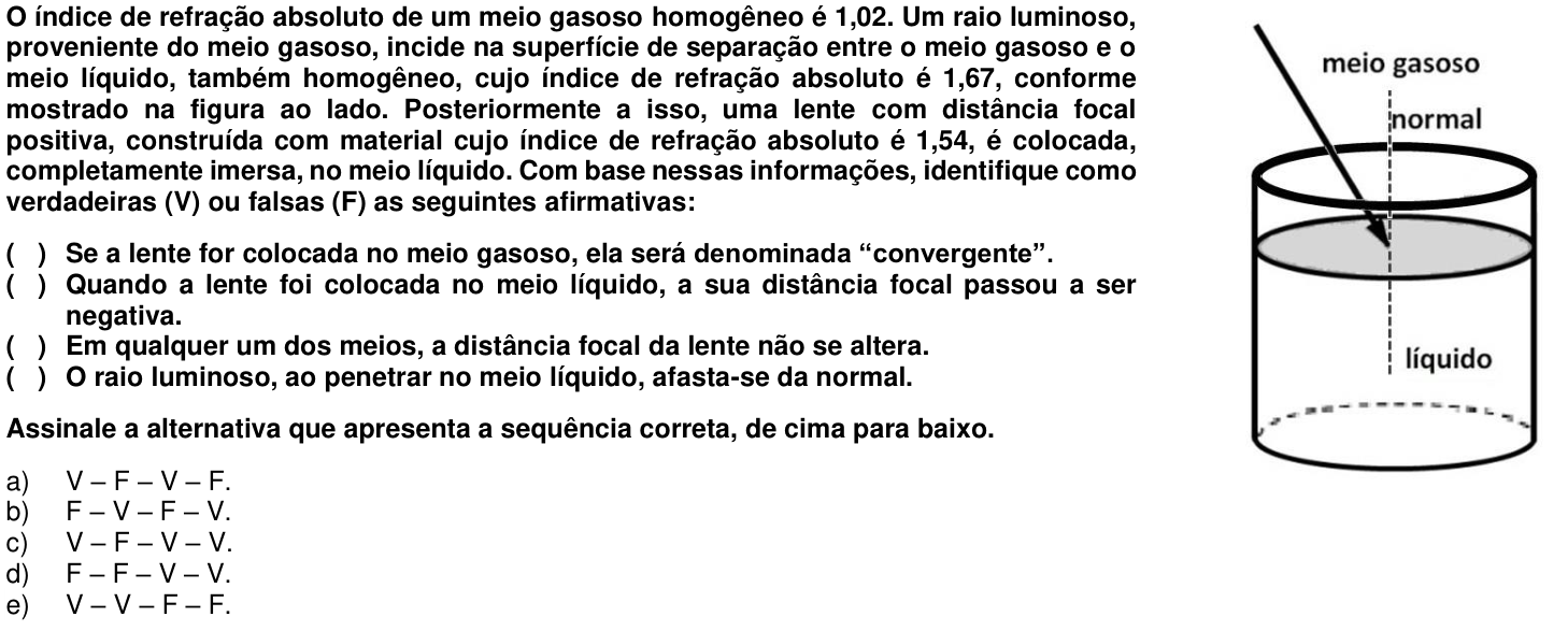 Questão 50 no caderno 1ª fase da UFPR 2017