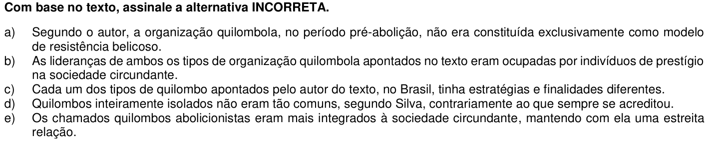 Questão 5 no caderno 1ª fase da UFPR 2018
