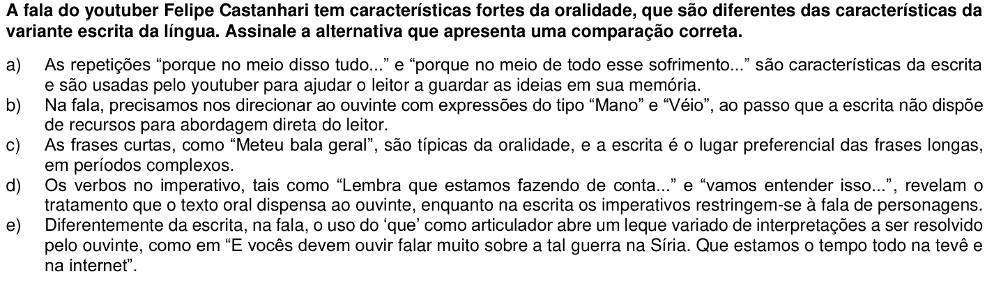 Questão 10 no caderno 1ª fase da UFPR 2018