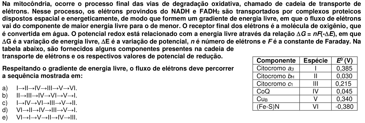 Questão 30 no caderno 1ª fase da UFPR 2018