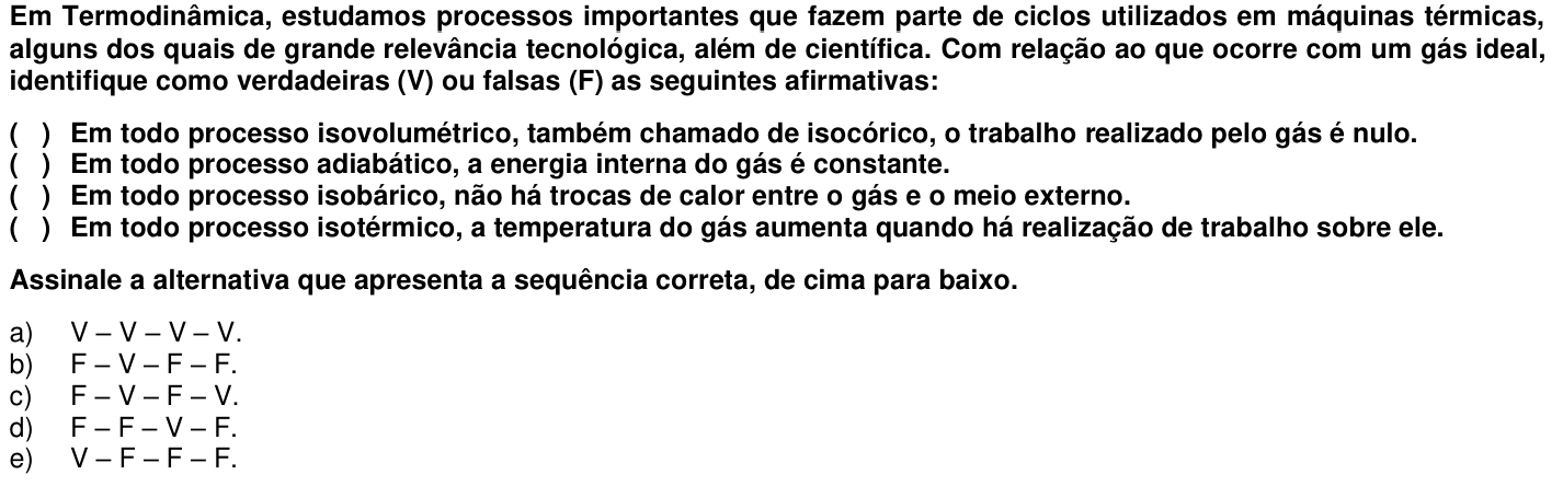 Questão 40 no caderno 1ª fase da UFPR 2018