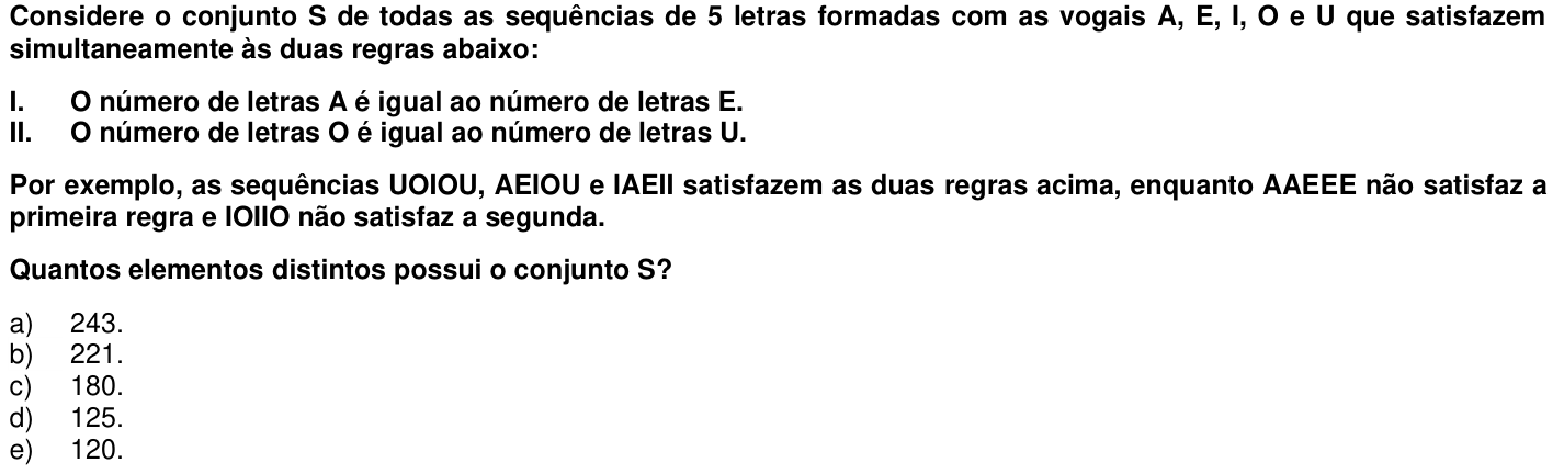 Questão 52 no caderno 1ª fase da UFPR 2018