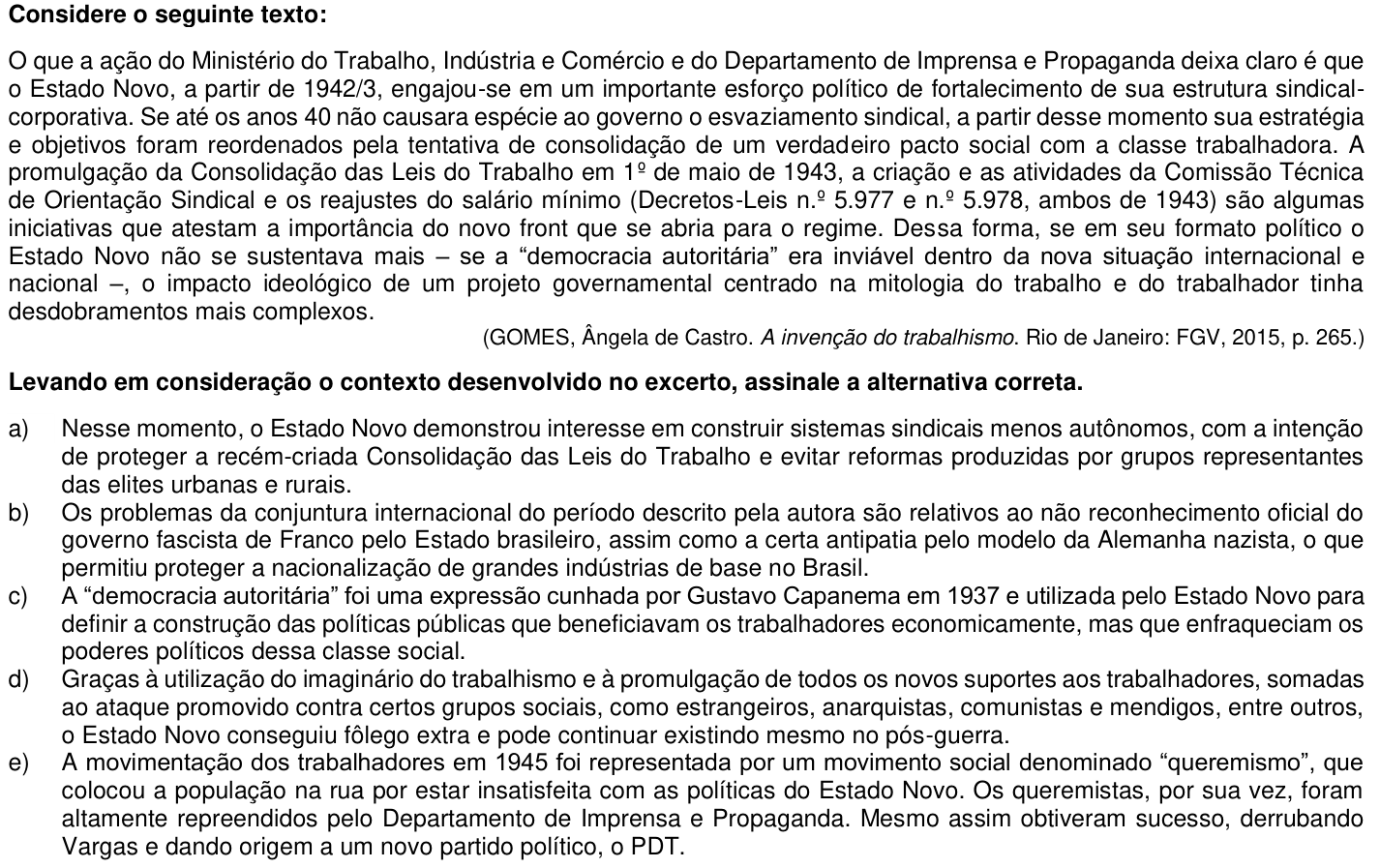 Questão 55 no caderno 1ª fase da UFPR 2018