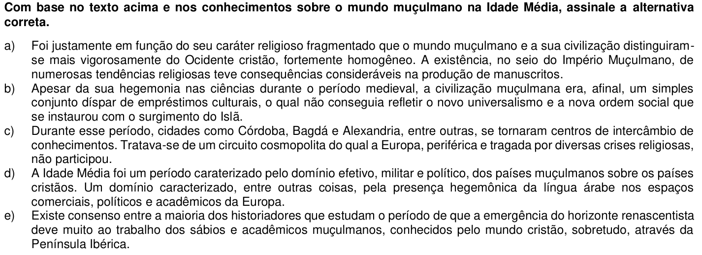 Questão 60 no caderno 1ª fase da UFPR 2018